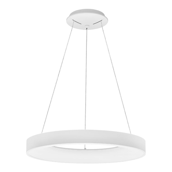 Lampadario anello bianco 60cm led 50w 4000k dimmerabile per soggiorno