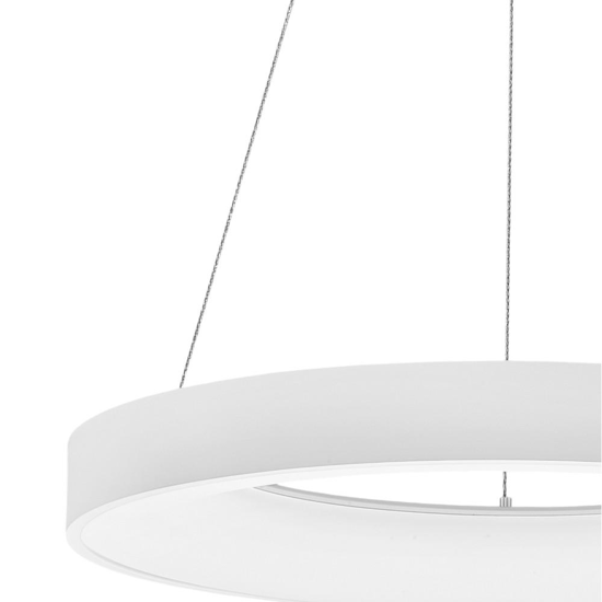 Lampadario anello bianco 60cm led 50w 4000k dimmerabile per soggiorno