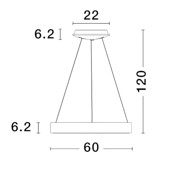 Lampadario anello bianco 60cm led 50w 4000k dimmerabile per soggiorno