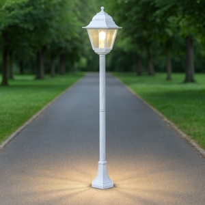 Lampione classico da giardino bianco argento fp