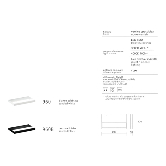 Applique moderna isyluce plate bianco led 12w 3000k fp