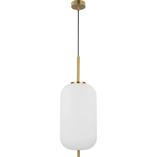 Lampada pendente a sospensione sfera vetro bianco oro