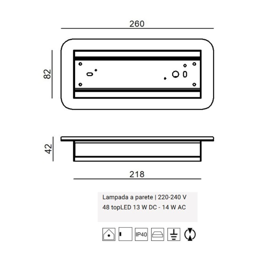 Linea light applique gemini w1 nera led 14w 2700k bi emissione
