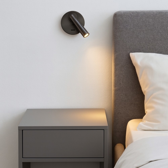 Applique grigio da comodino led da lettura per camera da letto
