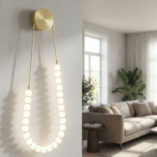 Applique da parete collana di perle oro led 50w 3000k