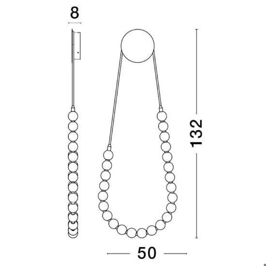 Applique da parete collana di perle oro led 50w 3000k