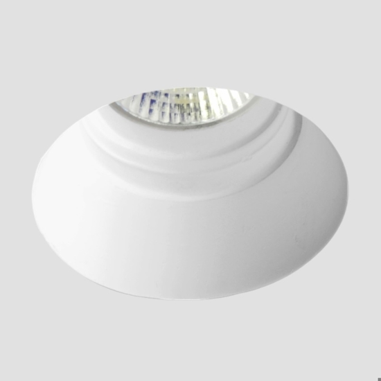 Faretto rotondo in gesso per ncasso a soffitto
