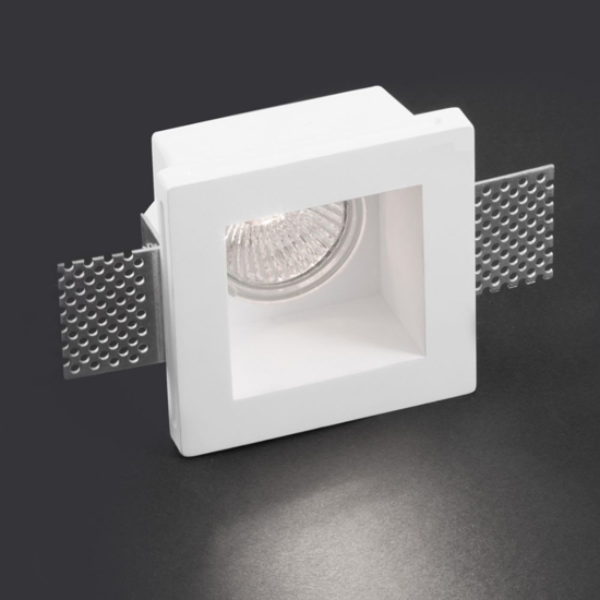 Faretto quadrato di gesso da incasso a soffitto fp