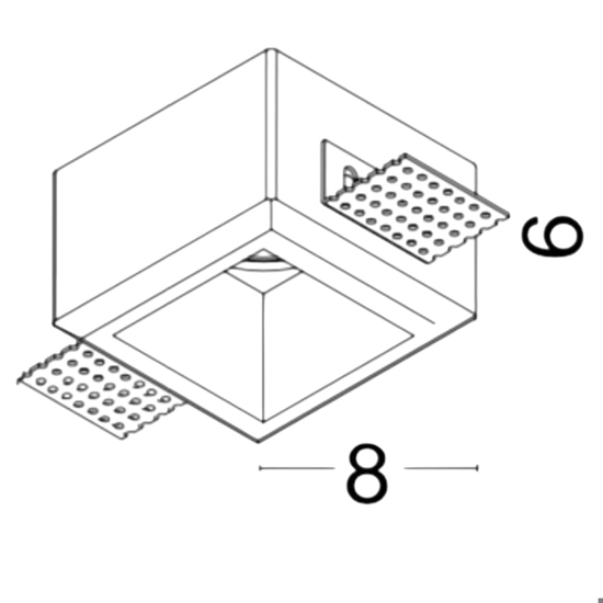 Faretto quadrato di gesso da incasso a soffitto fp