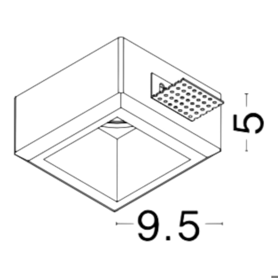 Faretto di gesso quadrato da incasso a soffitto