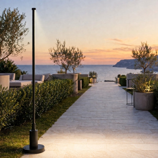 Lampione con picchetto luce da giardino nero led 6w 3000ksottile
