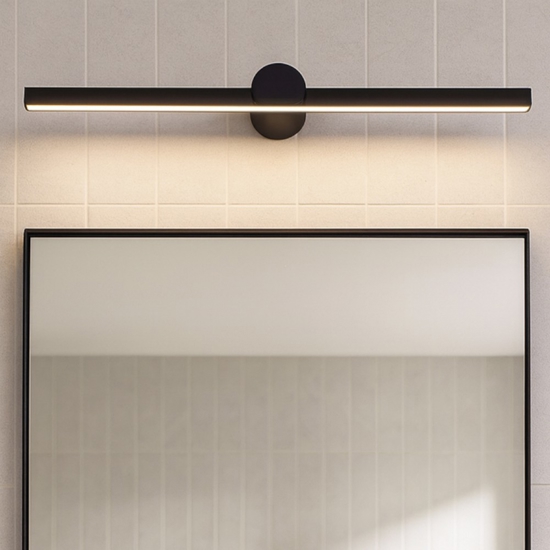 Applique nero squadrato per specchio da bagno 12w 3000k