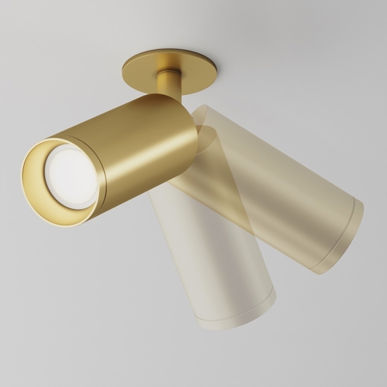 Faretto da incasso focus a soffitto cilindro oro orientabile maytoni