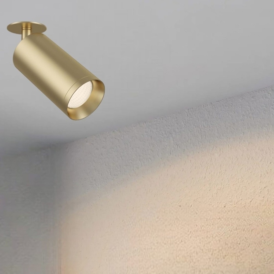Faretto da incasso focus a soffitto cilindro oro orientabile maytoni
