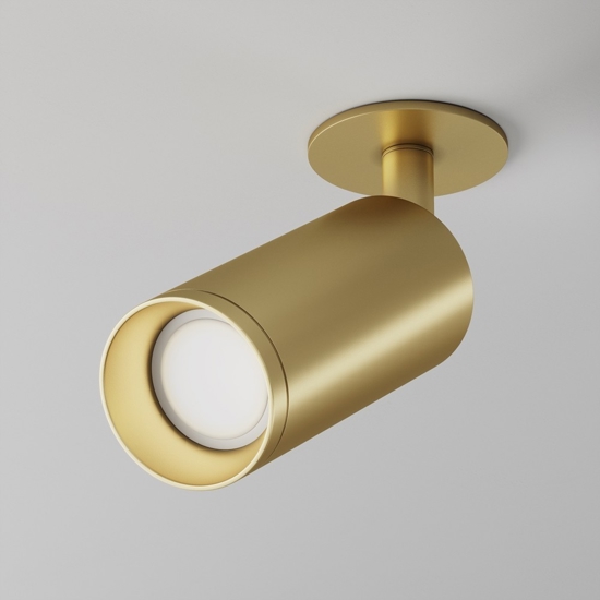 Faretto da incasso focus a soffitto cilindro oro orientabile maytoni