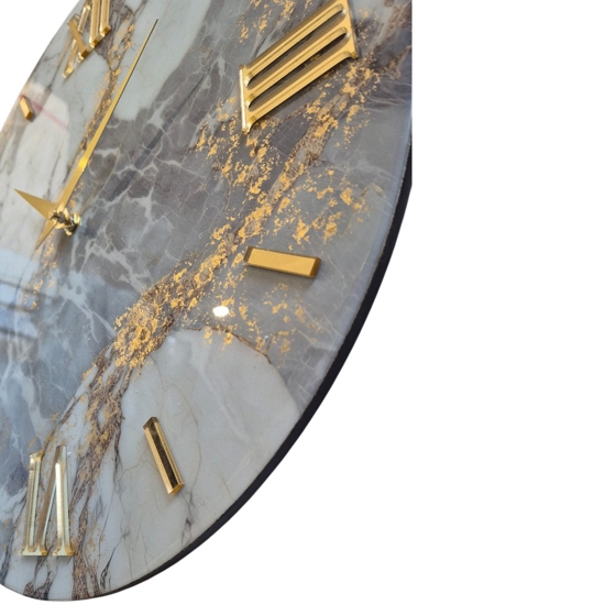Orologio da parete 40cm effetto marmo bianco numeri oro