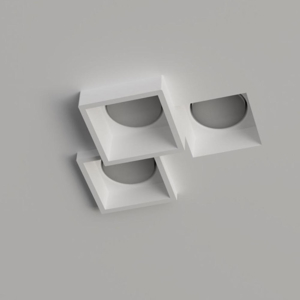 Faretto da incasso 3 luci gx53 led quadrati in gesso da soffitto