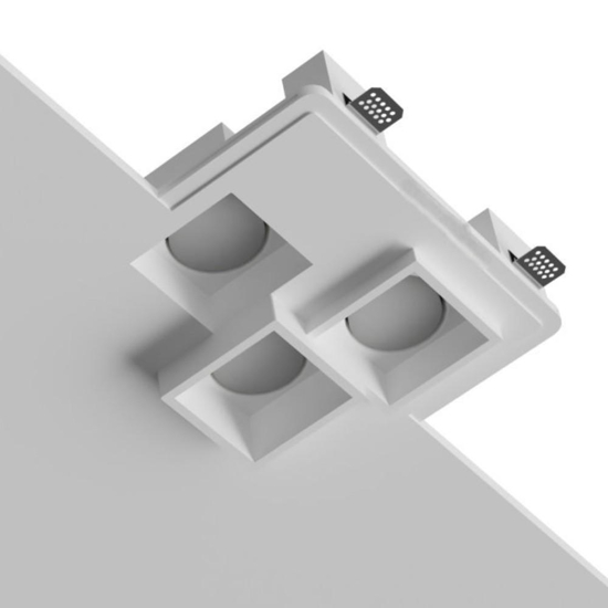Faretto da incasso 3 luci gx53 led quadrati in gesso da soffitto