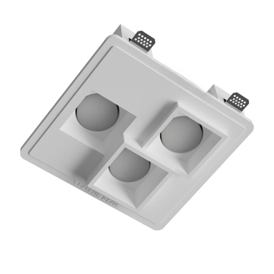 Faretto da incasso 3 luci gx53 led quadrati in gesso da soffitto