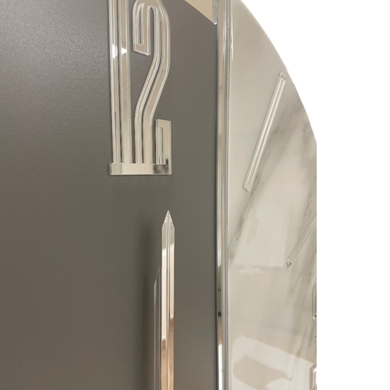 Orologio design moderno 80cm resina effetto marmo-vetro-legno