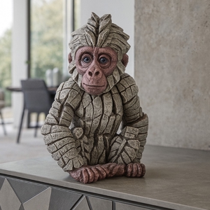 Scultura da tavolo baby gorilla fiocco di neve edge