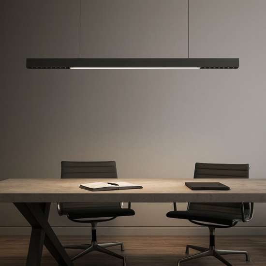 Lampadario per scrivania ufficio nero led 40w 3000k fp