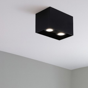 Plafoniera sporgente 2 luci nera rettangolare