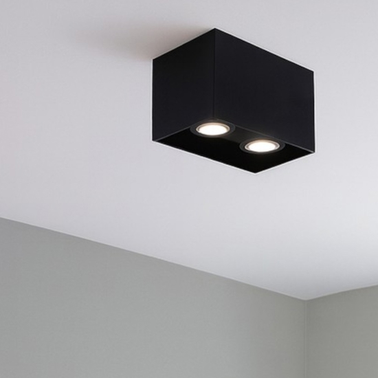 Plafoniera sporgente 2 luci nera rettangolare