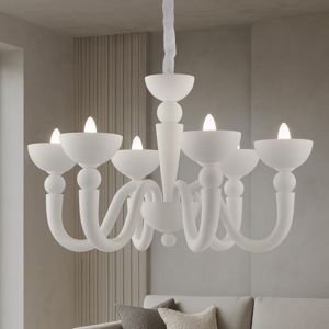 Ideal lux bon bon sp6 lampadario 6 luci vetro e metallo bianco