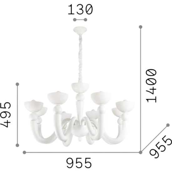 Bon bon sp8 ideal lux lampadario bianco
