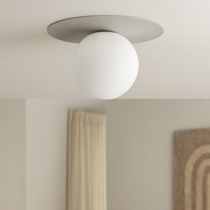 Plafoniera beige sfera di vetro bianca moderna