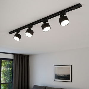 Sistema binario trifase 100cm nero con faretti gx53 orientabili