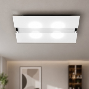 Plafoniera di vetro bianco per soggiorno moderna rettangolare toplight