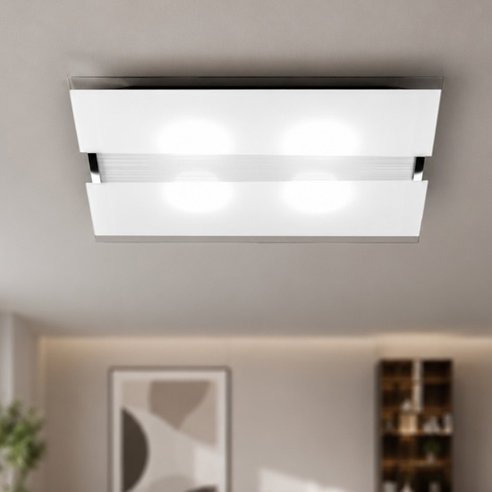 Plafoniera di vetro bianco per soggiorno moderna rettangolare toplight