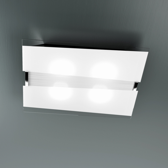 Plafoniera di vetro bianco per soggiorno moderna rettangolare toplight