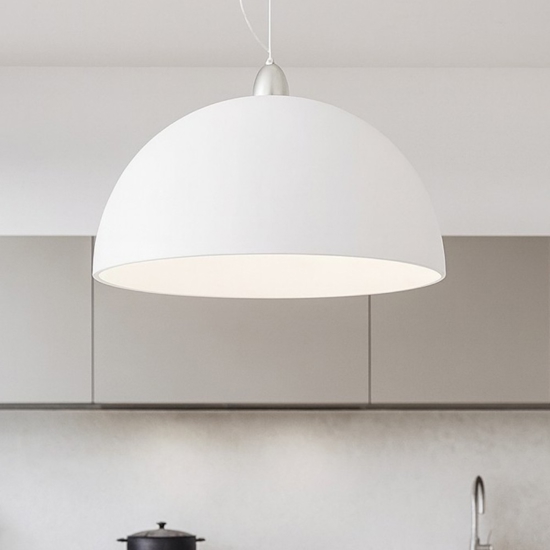 Lampadario da cucina cupola 40cm di vetro bianco