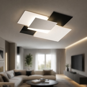 Plafoniera top light shadow cromo moderna bianco nero rettangolare