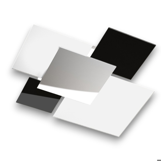Plafoniera top light shadow cromo moderna bianco nero rettangolare