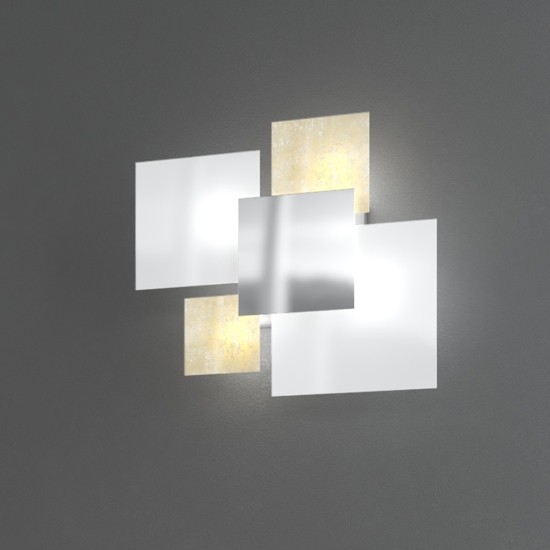 Top light shadow plafoniera moderna 71cm bianco oro rettangolare per cucina
