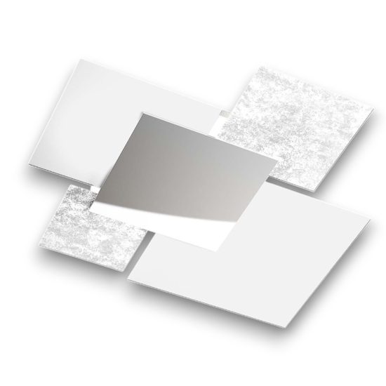 Plafoniera moderna 90cm vetri bianco foglia argento top light shadow