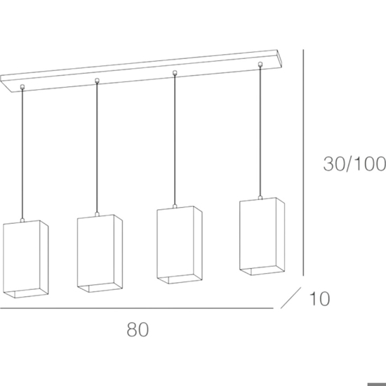Lampadario per cucina vetri quadrati bianchi