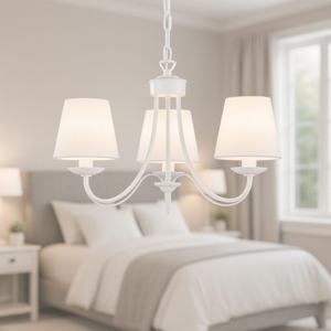 Lampadario per camera da letto paralumi in tessuto bianco