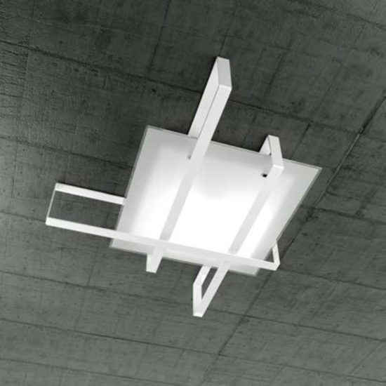Toplight cross plafoniera medium da cucina bianca design rettangolare