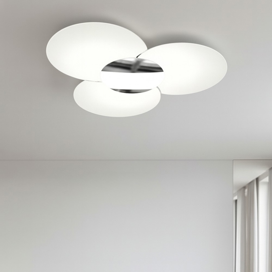 Plafoniera moderna vetri bianchi top light clover