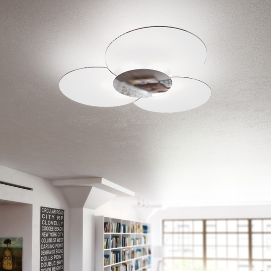Plafoniera moderna vetri bianchi top light clover