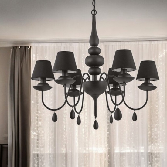 Blanche sp8 ideal lux lampadario nero per salotto shabby chic