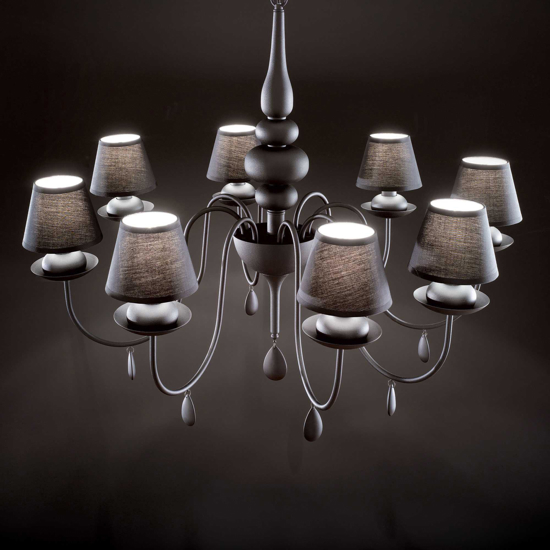 Blanche sp8 ideal lux lampadario nero per salotto shabby chic