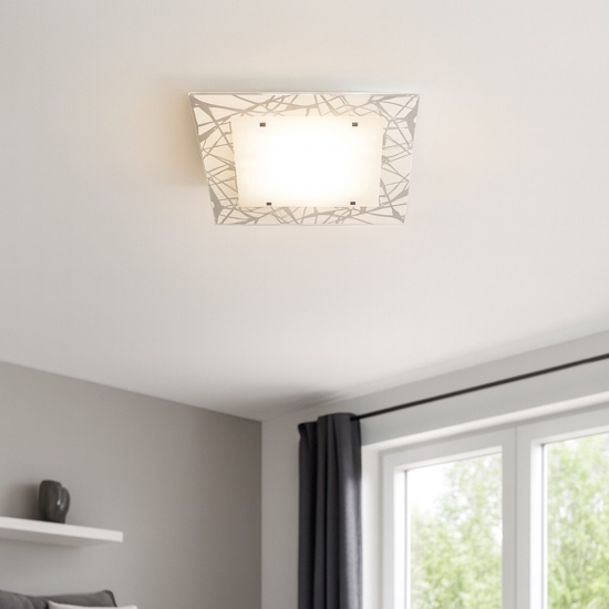 Plafoniera per camera da letto quadrata in vetro decorato toplight stripes