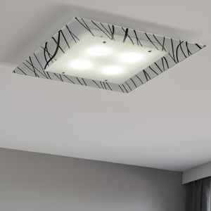 Plafoniera per camera da letto quadrata in vetro toplight scraps