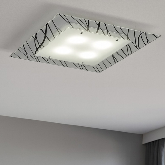 Plafoniera per camera da letto quadrata in vetro toplight scraps